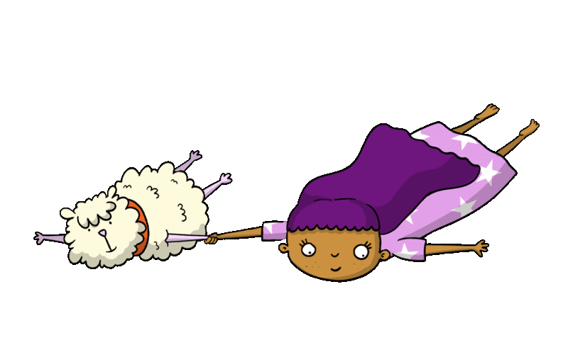 Bonnie flying with Dumpling the sheep